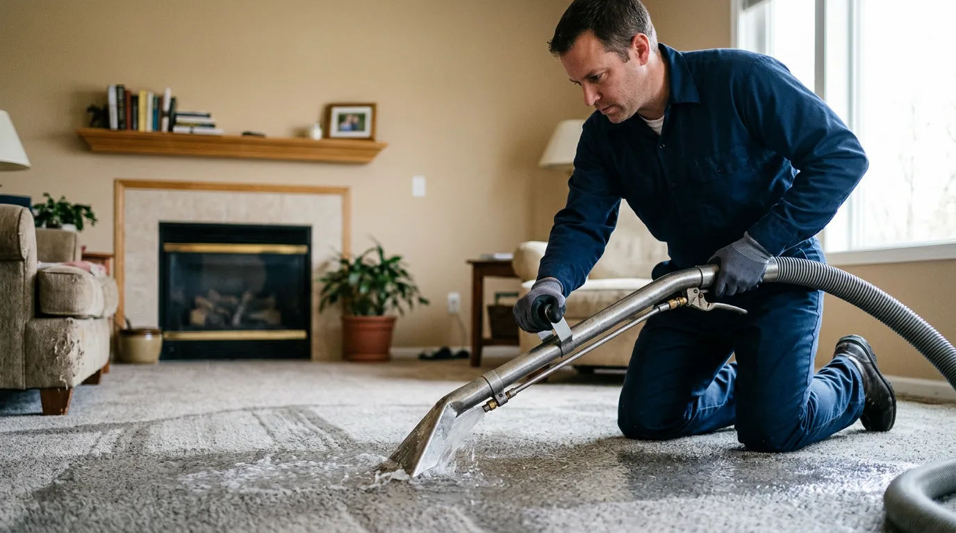 Water damage restoration technician working near Saint Louis, MO